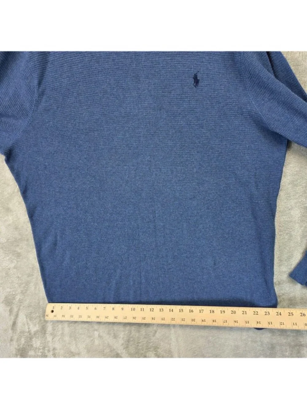 Polo Ralph Lauren Shirt Mens 2XL Blue Waffle Knit Thermal Crewneck Pullover Tee